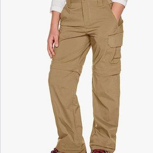 CQR Youth Hiking Convertible Zip Off Cargo Pants UPF 50+Quick Dry Kids 14-16 Tan
